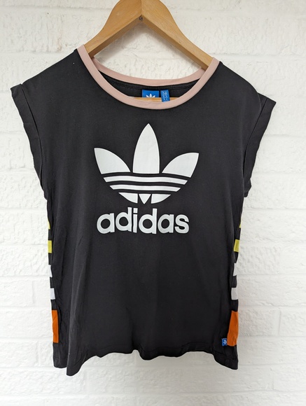 Adidas Originals Sleeveless T Shirt - Size 10 - Black - Cotton - P2P 18" - Picture 6 of 9